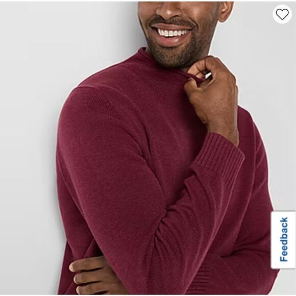 NWT ST. JOHN’S BAY Men’s Sweater L Roll Neck Burgundy Red Classic Fit Soft Knit - Picture 3 of 16